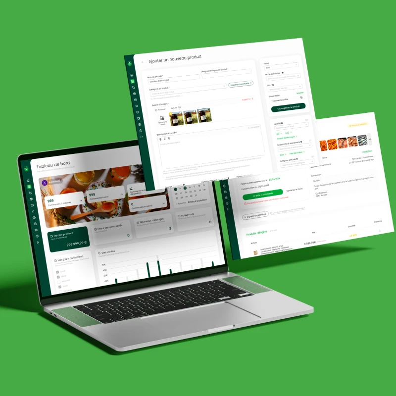 Mockup of Kouer Back-office on laptop